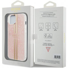 Apple iPhone 15 Plus Coque Guess 4G Gold Stripe Élégant  Rose