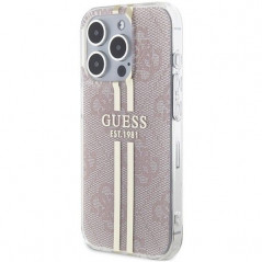 Apple iPhone 15 Pro Coque Guess 4G Gold Stripe Élégant  Rose