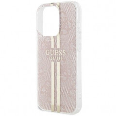Apple iPhone 15 Pro Coque Guess 4G Gold Stripe Élégant  Rose