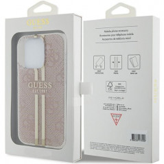 Apple iPhone 15 Pro Coque Guess 4G Gold Stripe Élégant  Rose