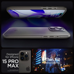 Apple iPhone 15 Pro Max Coque Spigen Thin Fit Gris bleuâtre foncé