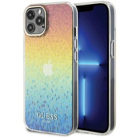 Apple iPhone 12 Coque Guess IML Faceted Mirror Élégant  Disco irisé
