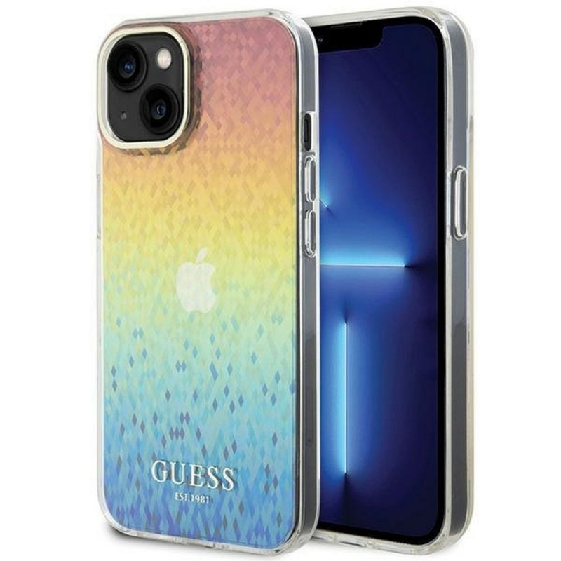 Apple iPhone 15 Coque Guess IML Faceted Mirror Élégant  Disco irisé
