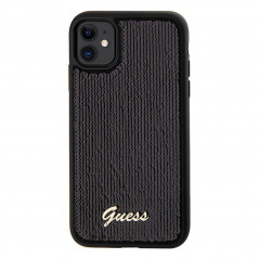 Apple iPhone 11 Coque Guess Sequin Script Metal Élégant  Noir