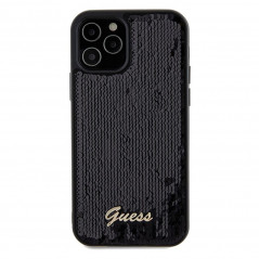 Apple iPhone 12 Coque Guess Sequin Script Metal Élégant  Noir