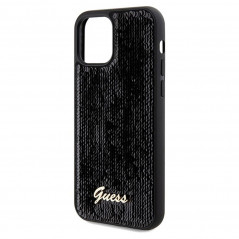 Apple iPhone 12 Coque Guess Sequin Script Metal Élégant  Noir
