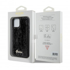 Apple iPhone 12 Coque Guess Sequin Script Metal Élégant  Noir