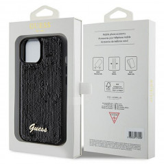 Apple iPhone 14 Coque Guess Sequin Script Metal Élégant  Noir