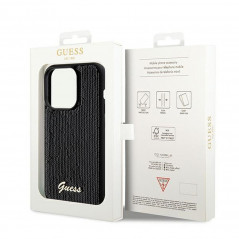 Apple iPhone 14 Pro Max Coque Guess Sequin Script Metal Élégant  Noir