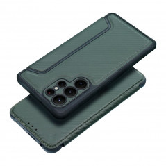 Samsung Galaxy A05 Portefeuilles Razor Book Fibre de carbone, Modèle de carbone  Vert foncé