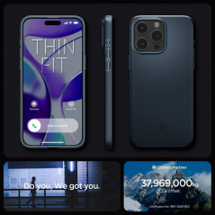 Apple iPhone 15 Pro Max Coque Spigen Thin Fit Ardoise métallique