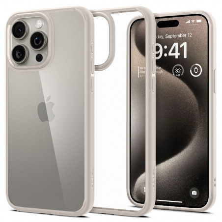 Apple iPhone 15 Pro Max Coque Spigen Ultra Hybrid Clair comme du cristal  Titane naturel