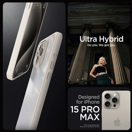 Apple iPhone 15 Pro Max Coque Spigen Ultra Hybrid Clair comme du cristal  Titane naturel