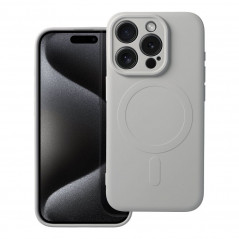 Apple iPhone 15 Pro Coque Silicone Mag Cover MagSAFE  Titane