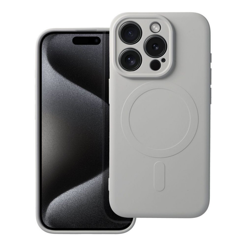 Apple iPhone 15 Pro Coque Silicone Mag Cover MagSAFE  Titane