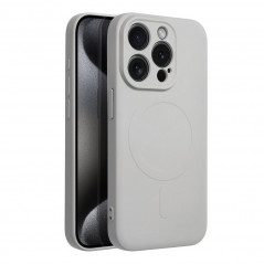 Apple iPhone 15 Pro Coque Silicone Mag Cover MagSAFE  Titane