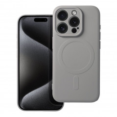 Apple iPhone 15 Pro Coque Silicone Mag Cover MagSAFE  Titane