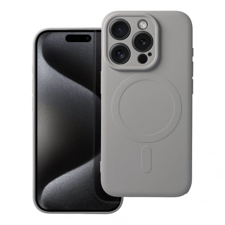 Apple iPhone 15 Pro Coque Silicone Mag Cover MagSAFE  Titane