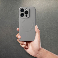 Apple iPhone 15 Pro Coque Silicone Mag Cover MagSAFE  Titane