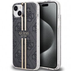 Apple iPhone 15 Coque Guess 4G Gold Stripe Élégant  Noir