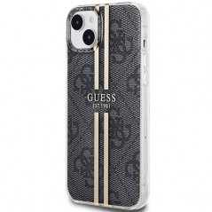 Apple iPhone 15 Coque Guess 4G Gold Stripe Élégant  Noir