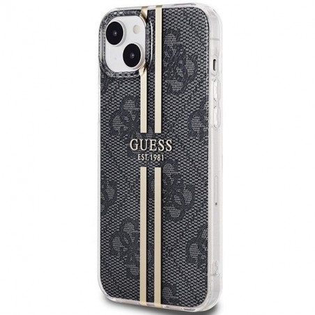 Apple iPhone 15 Coque Guess 4G Gold Stripe Élégant  Noir