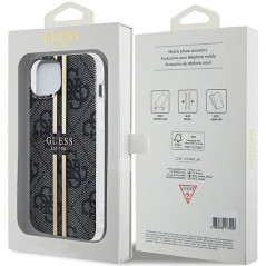 Apple iPhone 15 Coque Guess 4G Gold Stripe Élégant  Noir
