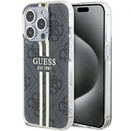 Apple iPhone 15 Pro Max Coque Guess 4G Gold Stripe Élégant  Noir