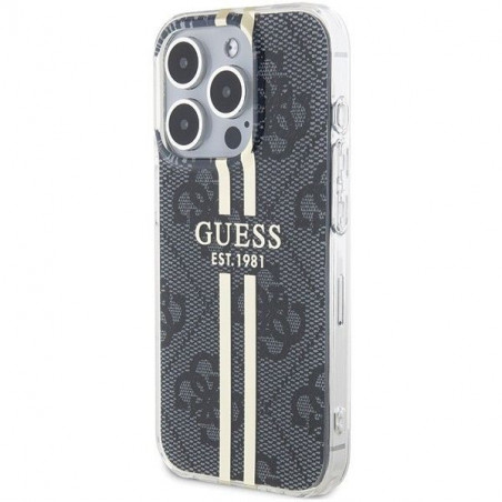 Apple iPhone 15 Pro Max Coque Guess 4G Gold Stripe Élégant  Noir