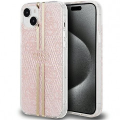 Apple iPhone 15 Coque Guess 4G Gold Stripe Élégant  Rose