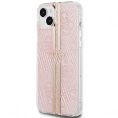 Apple iPhone 15 Coque Guess 4G Gold Stripe Élégant  Rose