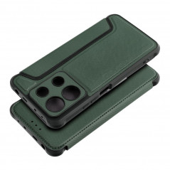 XIAOMI Redmi Note 13 4G Portefeuilles Razor Book Fibre de carbone, Modèle de carbone  Vert foncé