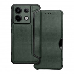 XIAOMI Redmi Note 13 Pro 5G Portefeuilles Razor Book Fibre de carbone, Modèle de carbone  Vert foncé