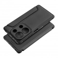 XIAOMI Redmi Note 13 Pro 4G Portefeuilles Razor Book Fibre de carbone, Modèle de carbone  Noir