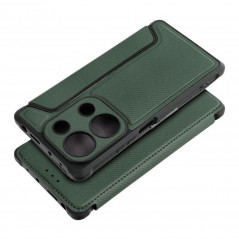 XIAOMI Redmi Note 13 Pro 4G Portefeuilles Razor Book Fibre de carbone, Modèle de carbone  Vert foncé