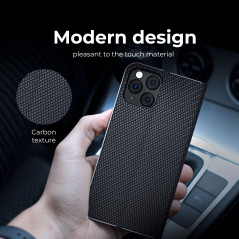 XIAOMI Redmi Note 13 Pro 4G Portefeuilles LUNA Book Carbon Fibre de carbone, Élégant  Noir