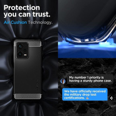 XIAOMI Redmi Note 12 Pro Plus 5G Coque Spigen Armor Fibre de carbone, Élégant  Noir