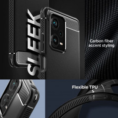 XIAOMI Redmi Note 12 Pro Plus 5G Coque Spigen Armor Fibre de carbone, Élégant  Noir