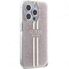 Apple iPhone 14 Pro Max Coque Guess 4G Gold Stripe Élégant  Rose