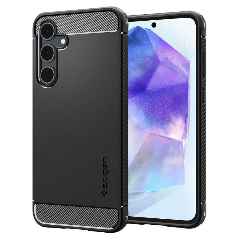 Samsung Galaxy A55 Coque Spigen Armor Fibre de carbone, Élégant  Noir