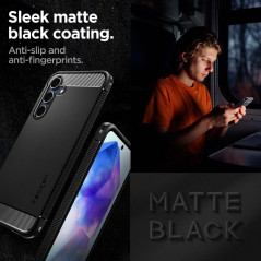 Samsung Galaxy A55 Coque Spigen Armor Fibre de carbone, Élégant  Noir