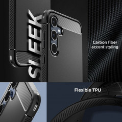Samsung Galaxy A55 Coque Spigen Armor Fibre de carbone, Élégant  Noir