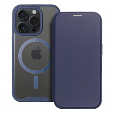 Apple iPhone 15 Pro Max Portefeuilles Smart Mag Book Élégant  MagSAFE  Bleu