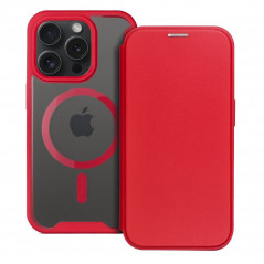 Apple iPhone 15 Pro Max Portefeuilles Smart Mag Book Élégant  MagSAFE  Rouge