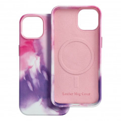Apple iPhone 15 Pro Coque Leather Mag Cover Élégant  MagSAFE  Éclaboussure violette
