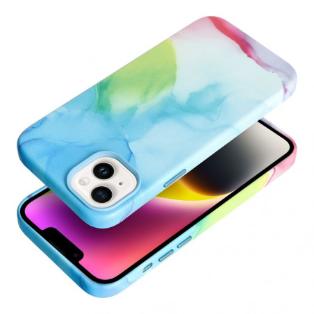 Apple iPhone 14 Plus Coque Leather Mag Cover Élégant  MagSAFE  Tâche de couleur