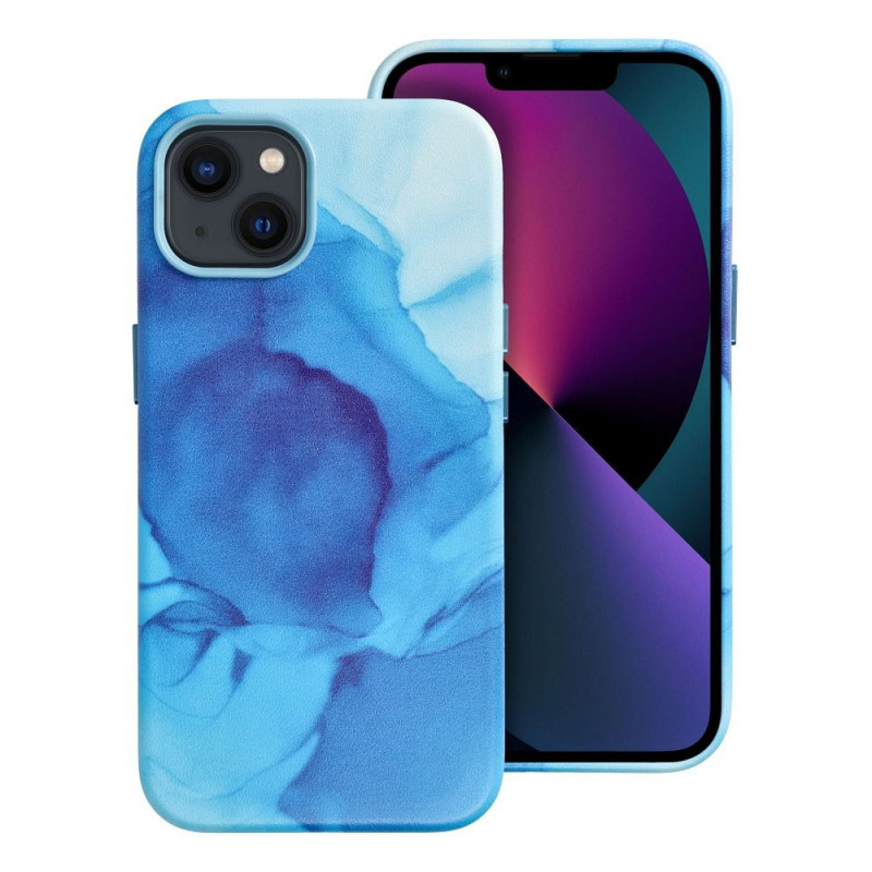 Apple iPhone 13 Coque Leather Mag Cover Élégant  MagSAFE  Éclaboussure bleue