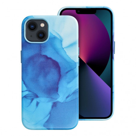 Apple iPhone 13 Coque Leather Mag Cover Élégant  MagSAFE  Éclaboussure bleue