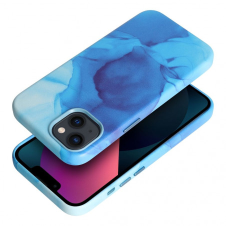 Apple iPhone 13 Coque Leather Mag Cover Élégant  MagSAFE  Éclaboussure bleue