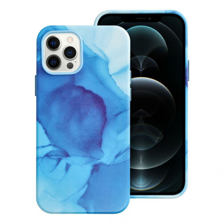 Apple iPhone 12 Pro Coque Leather Mag Cover Élégant  MagSAFE  Éclaboussure bleue